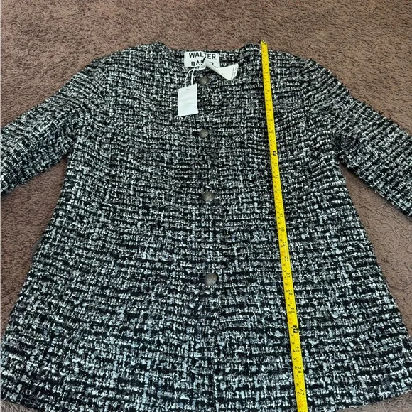 Walter Baker Bryson Tweed Jacket Blazer Boucle Black White Long Line M NEW $248 - Picture 8 of 10